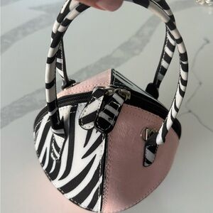 Stylish Pink and Zebra Print Ball Shaped Women's Bag